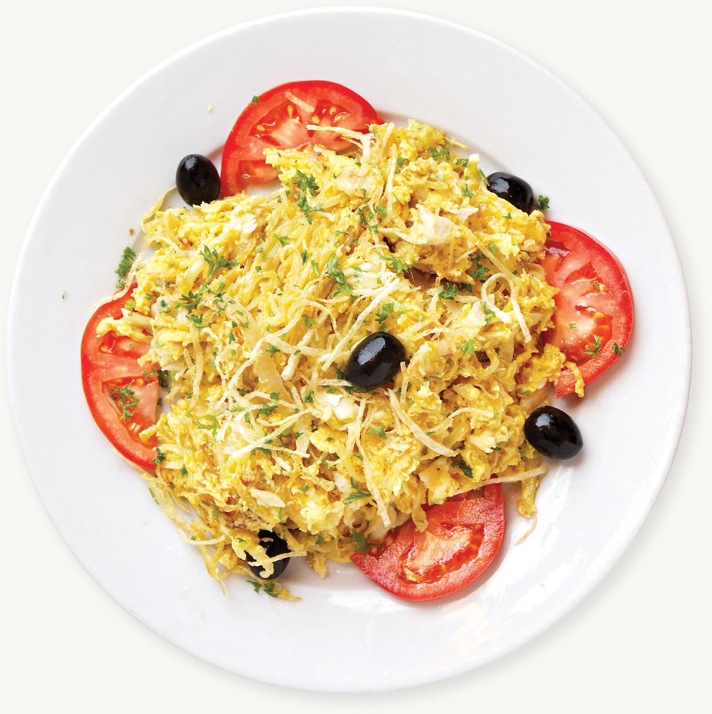 Fried Bacalhau with Egg, Onion, and Julienne Potatoes